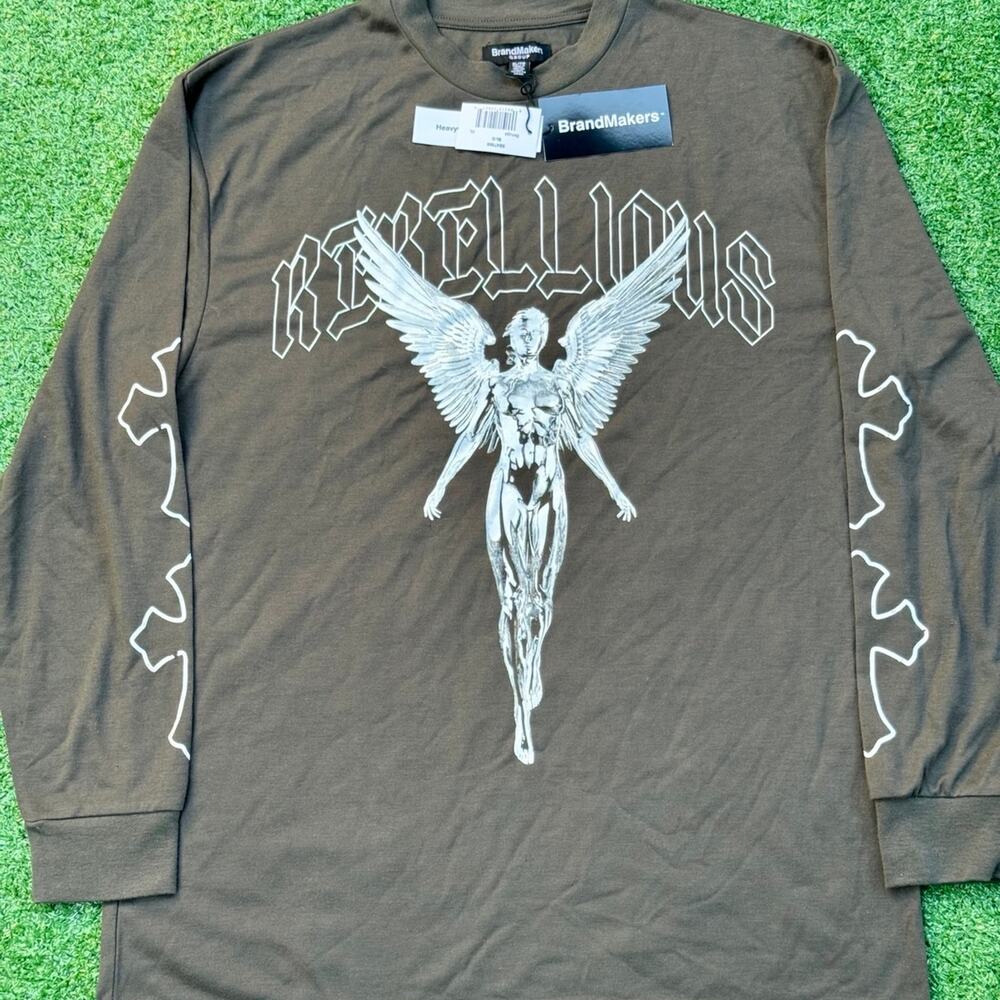 BRANDMAKER Rebellious Long Sleeve Sweater Chrome Angel Cross Shapes New With Tag